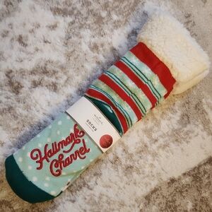 Hallmark Festive Red and Green Striped Socks